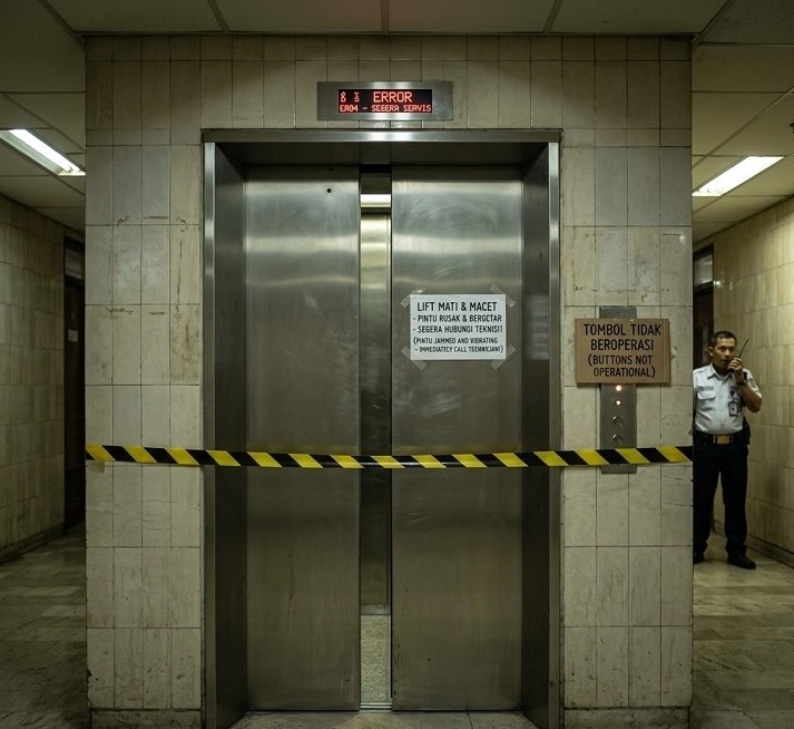Tanda Lift Harus Segera Diservis
