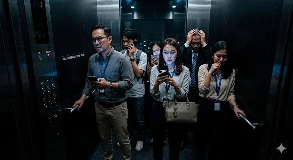 lift gedung tiba tiba mati